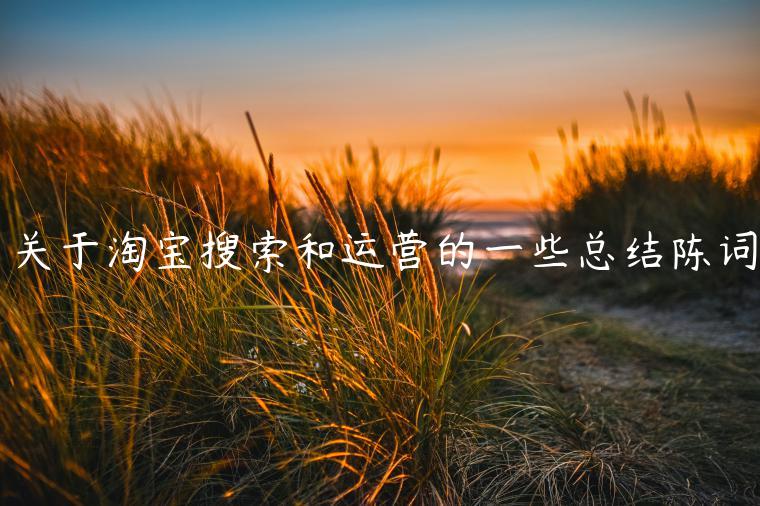 關(guān)于淘寶搜索和運營的一些總結(jié)陳詞